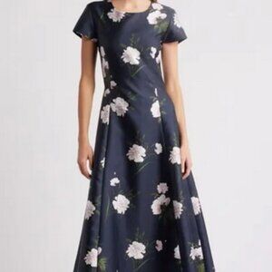 Sachin & Babi Midnight Jackie Floral Fit & Flare Midi Mikado Dress